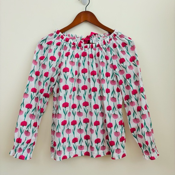 2 FOR $12 J. Crew tie back ruffle neck floral top size XXS - Picture 4 of 9